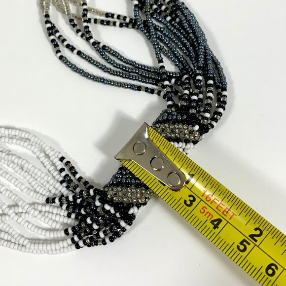 Handcrafted Multicolor Glass Beaded Tribal Necklace 28" Long - Picture 4 of 4